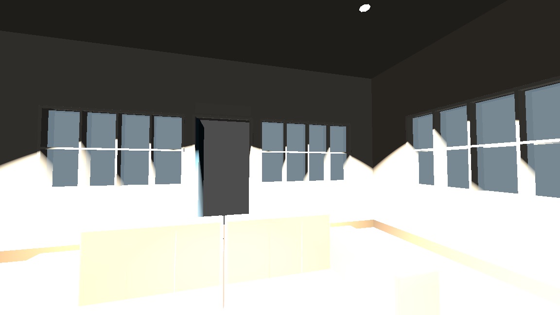 Godot frame of the lounge with every lit surface clipped to white
